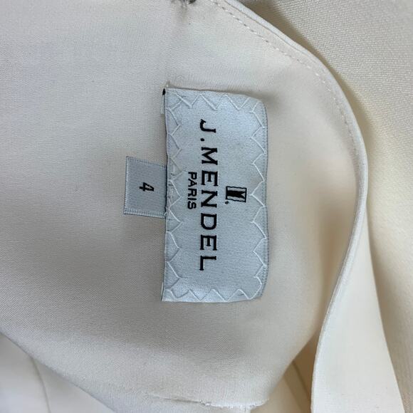J.MENDEL Size 4 Cream Silk Sleeveless Cocktail Dress - Picture 5 of 5